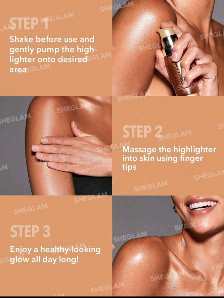 SHEGLAM Sunkissed Body Highlighter - Medusa Liquid Highlighter Liquid Shimmer Long Wear Brightening Glow Body Highlighter