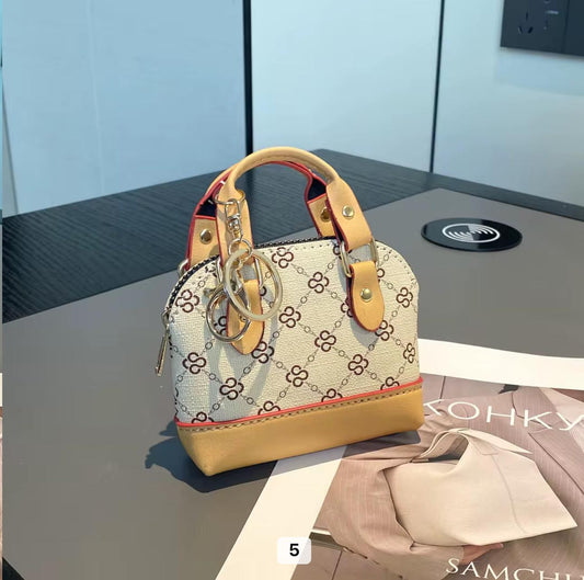 Off-white monogram with yellow leather base and handles Mini bag  charm key chain