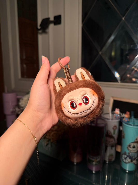 Brown Teethe Labubu keychain charm