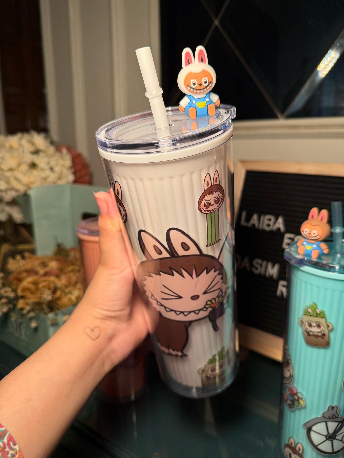 White Labubu sipper