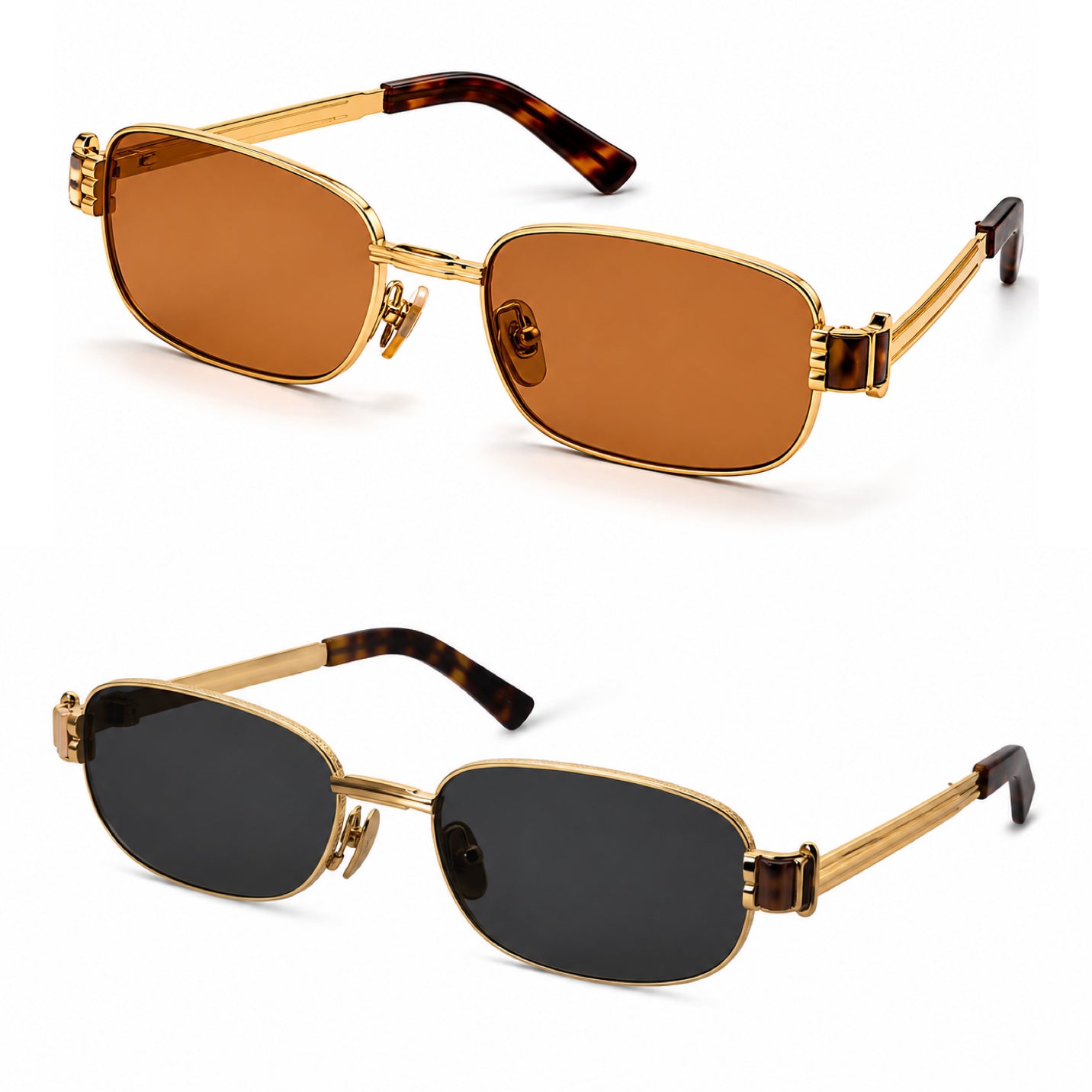 Bottega Veneta Rectangular Metal Sunglasses