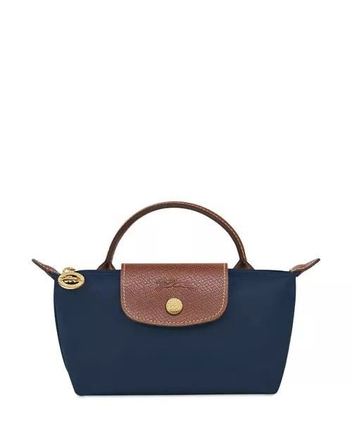 MNavy blue with brown flap Mini champ bags with long straps (INSTOCK)