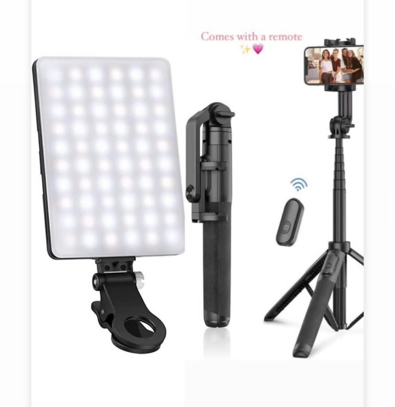 LED light and bluetooth tripod bundle