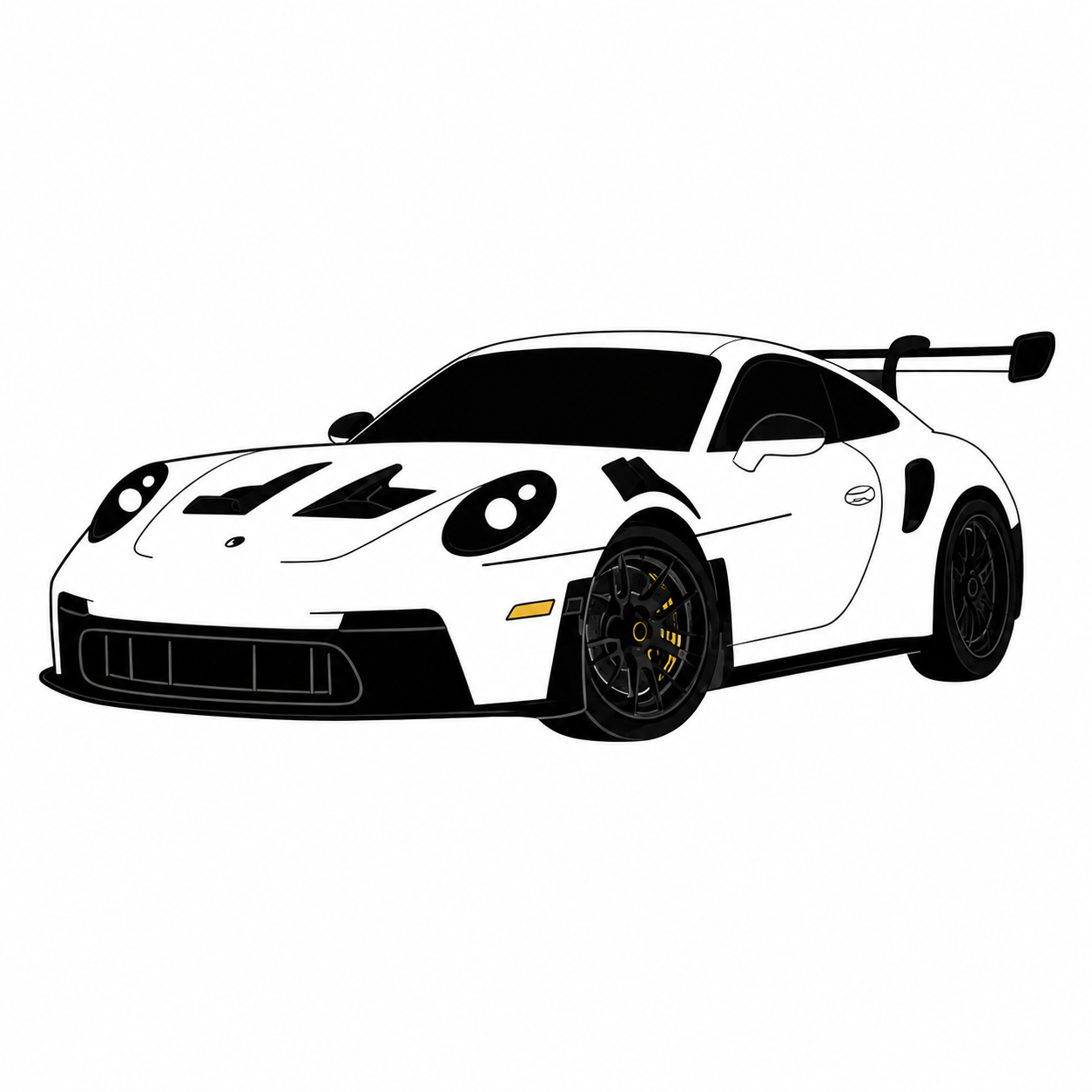 White GT Sports Car Metal Phone Charm Sticker
