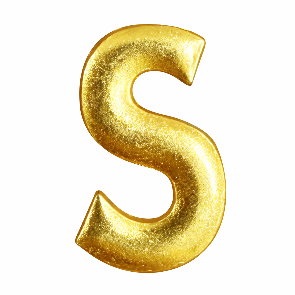 Golden Letter “S” Alphabet – Metal Phone Charm Sticker