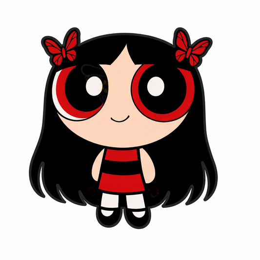 Red Butterfly Cute Girl Metal Phone Sticker