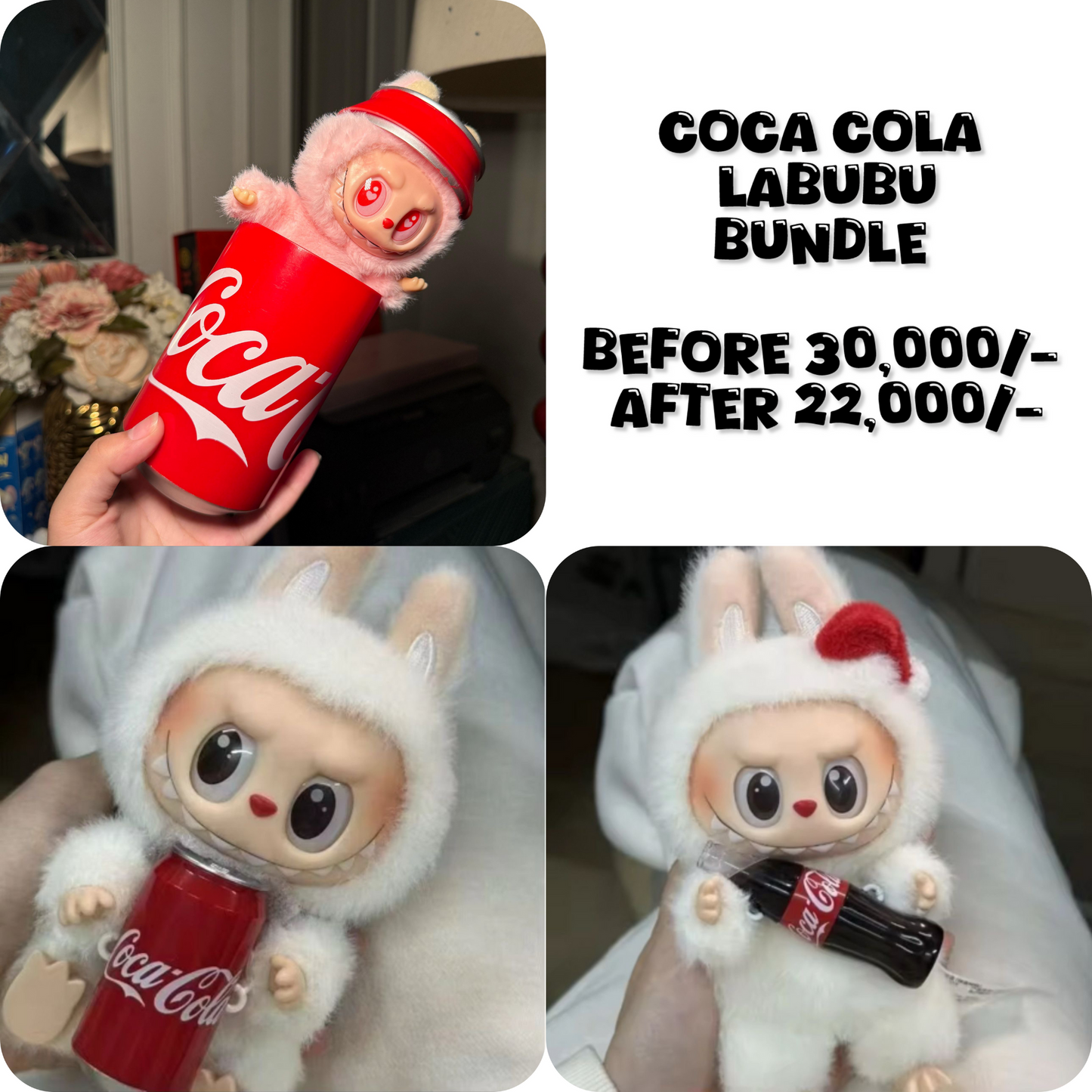 3pcs Coca Cola Labubu Bundle 1 ( Coca Cola can / Coca-Cola bottle/ colored cola labubu)
