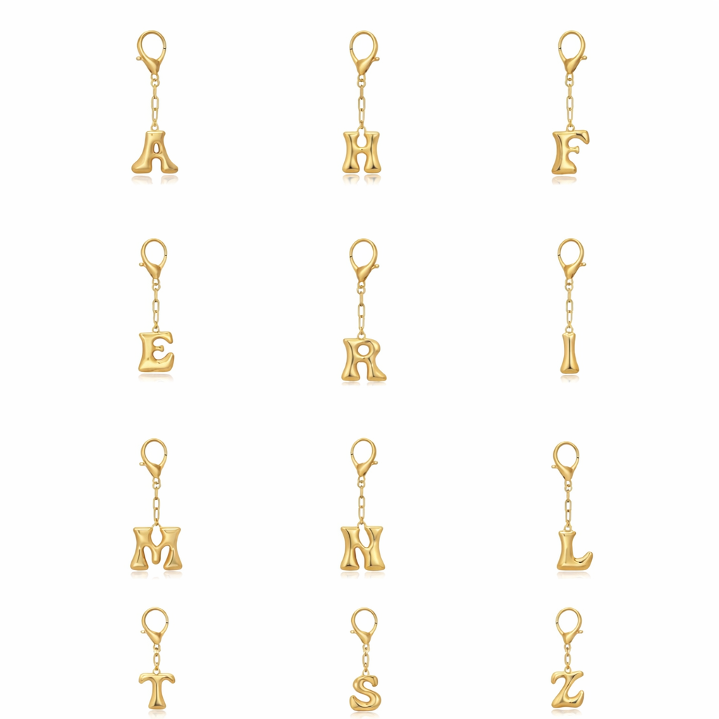 Alphabet’s gold bubble charm bag keychain