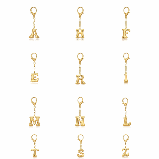 Alphabet’s gold bubble charm bag keychain