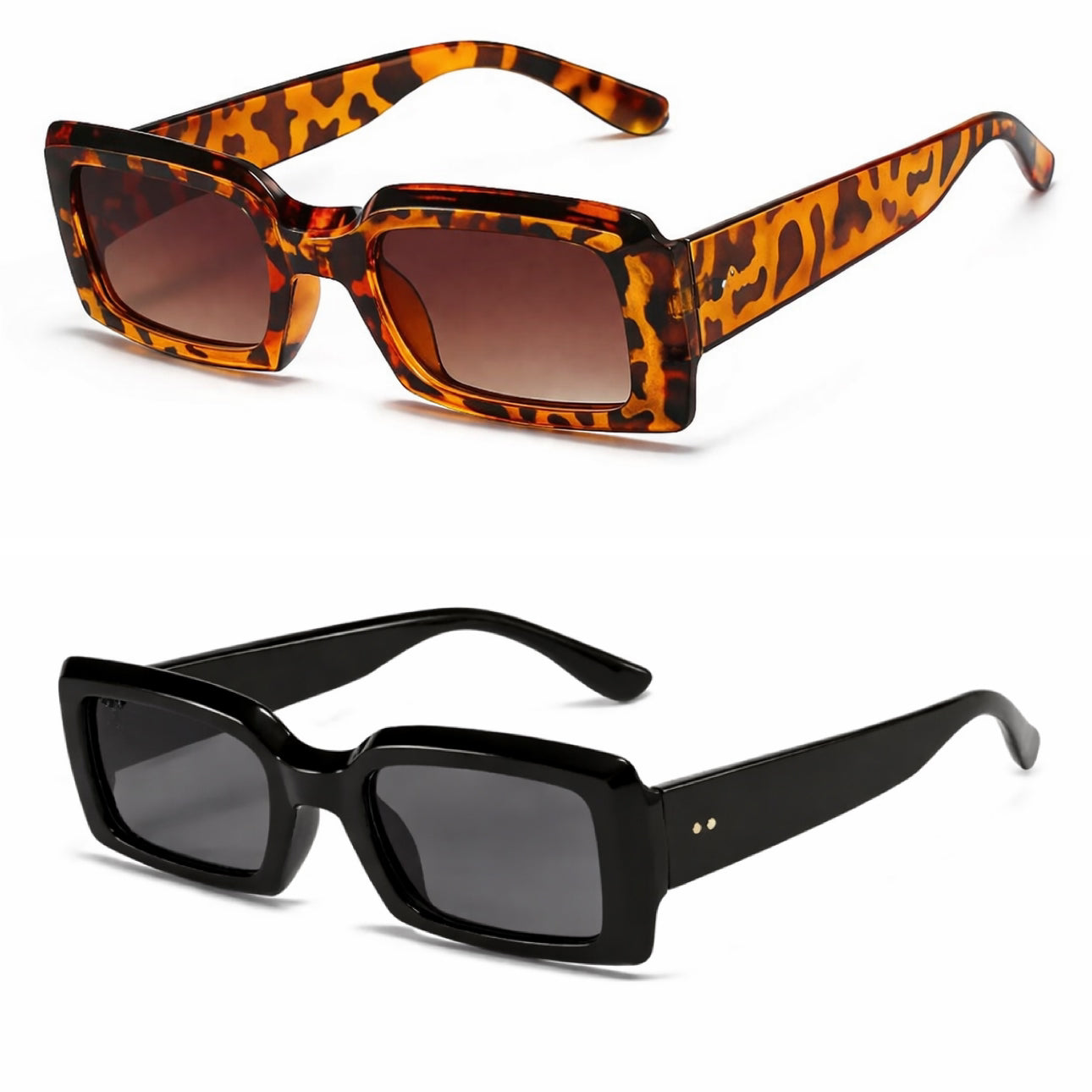 Classic Rectangle Sunglasses – Black & Tortoise