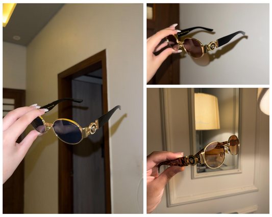 metal frame Versace glasses