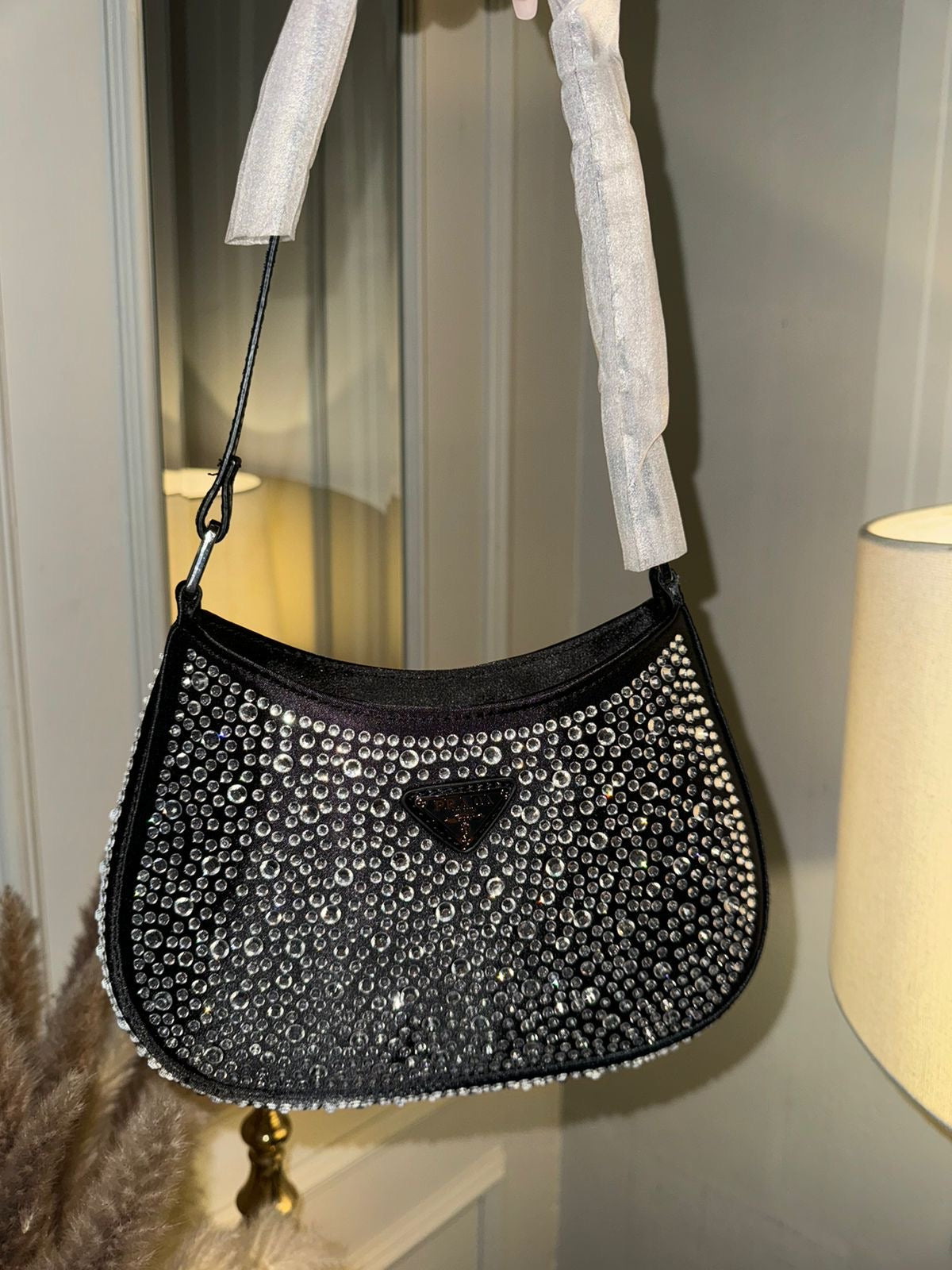 Prada black rhinestone shoulder bag