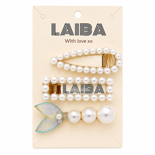 Luxury Pearl Mermaid Hair Clip Set – 3 Pieces