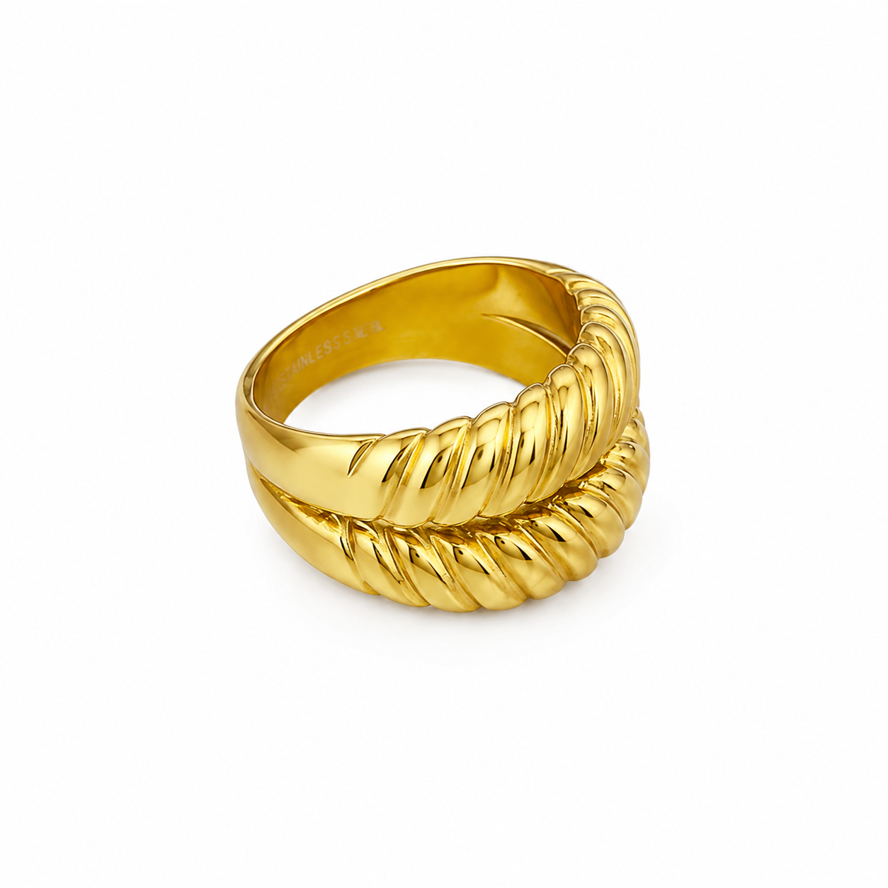Gold Twisted Crossover Ring