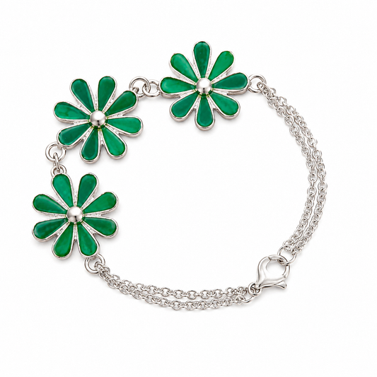 Green Daisy Charm Bracelet