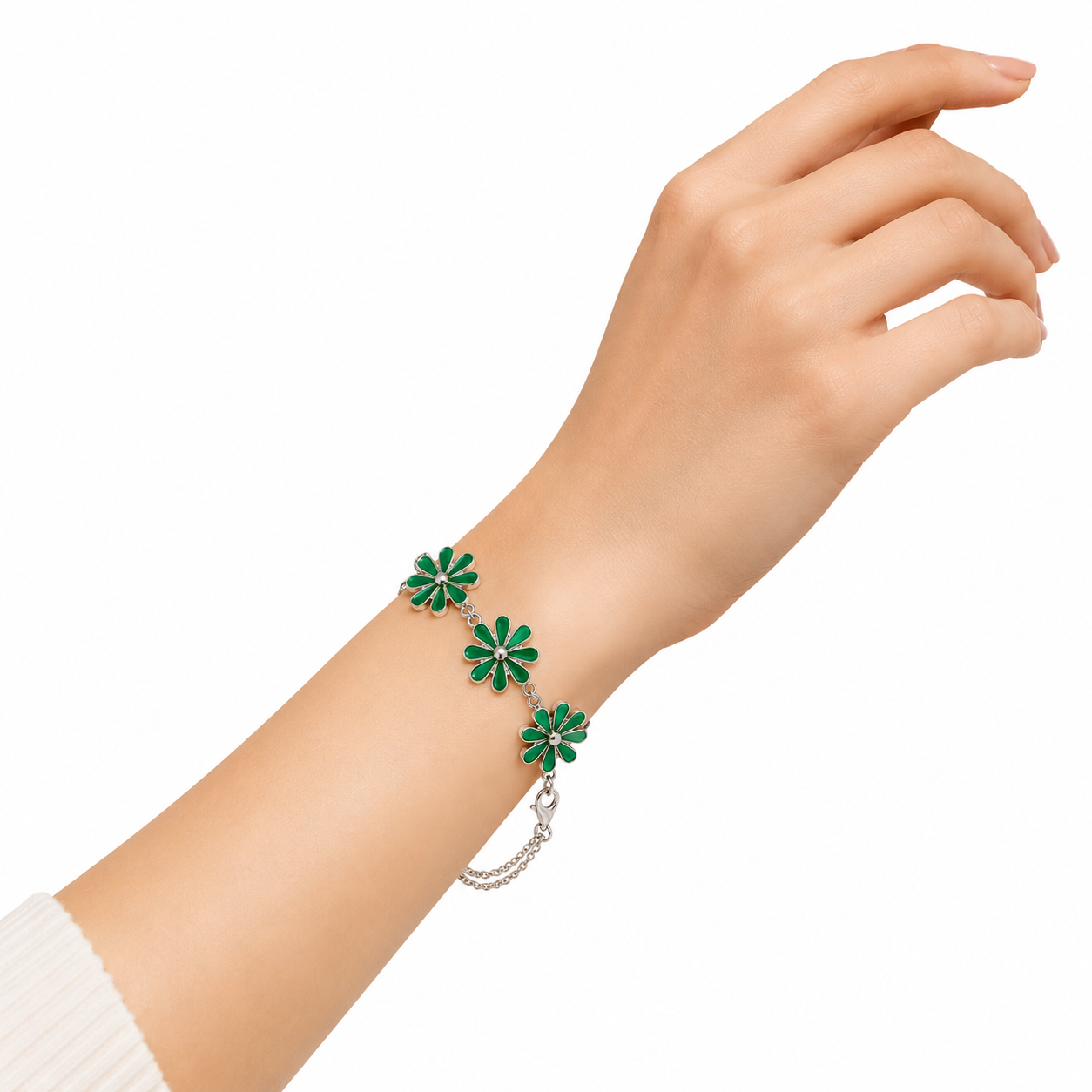 Green Daisy Charm Bracelet