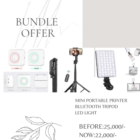 Amazon light , portable printer and bluetooth tripod bundle