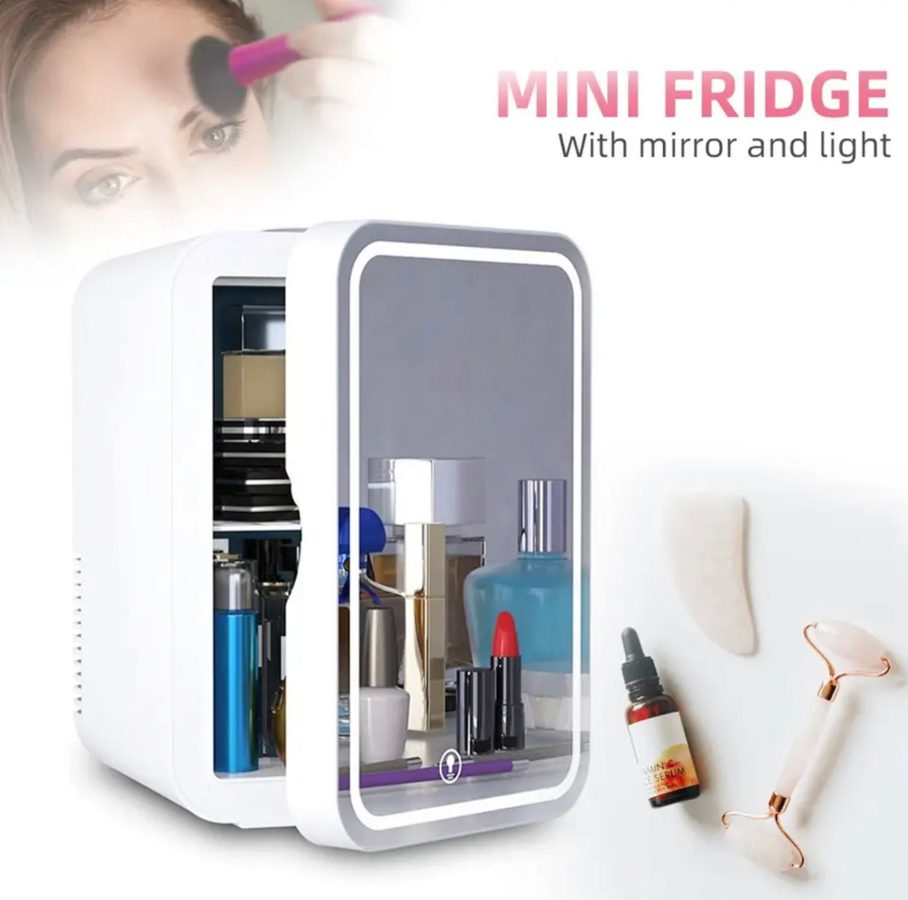 LED mirror portable fridge🧴(15 to 20 days)