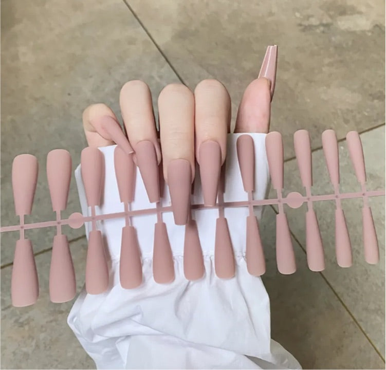 Matte long Coffin Press On Nails