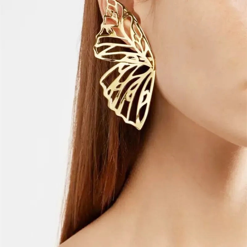 Gold Big Butterfly Stud Earring