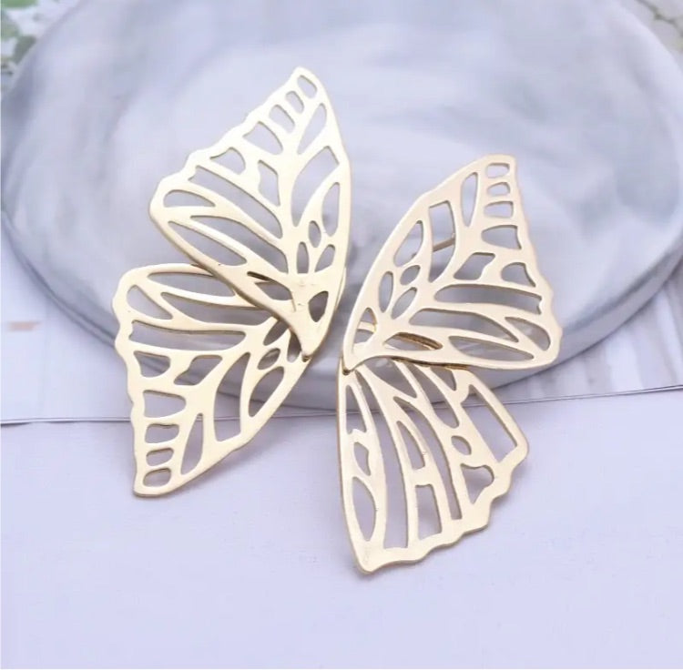 Gold Big Butterfly Stud Earring