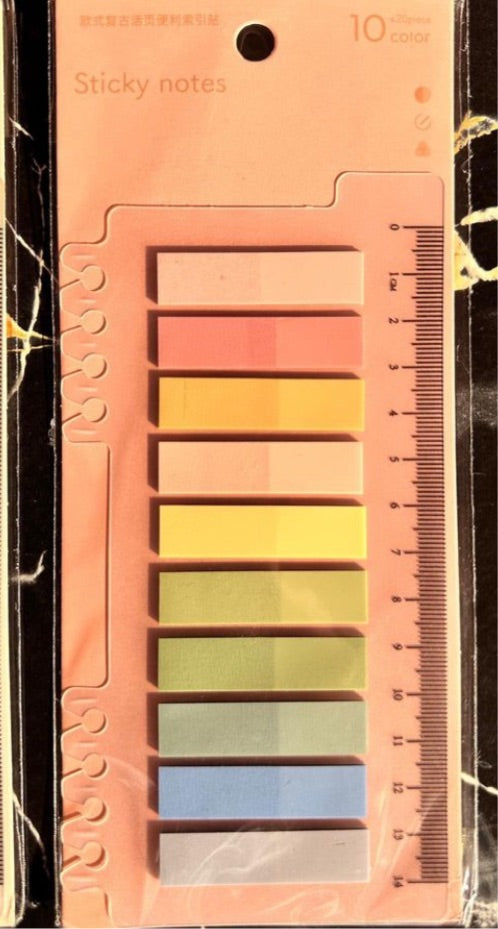 10 colour ruler sticky notes