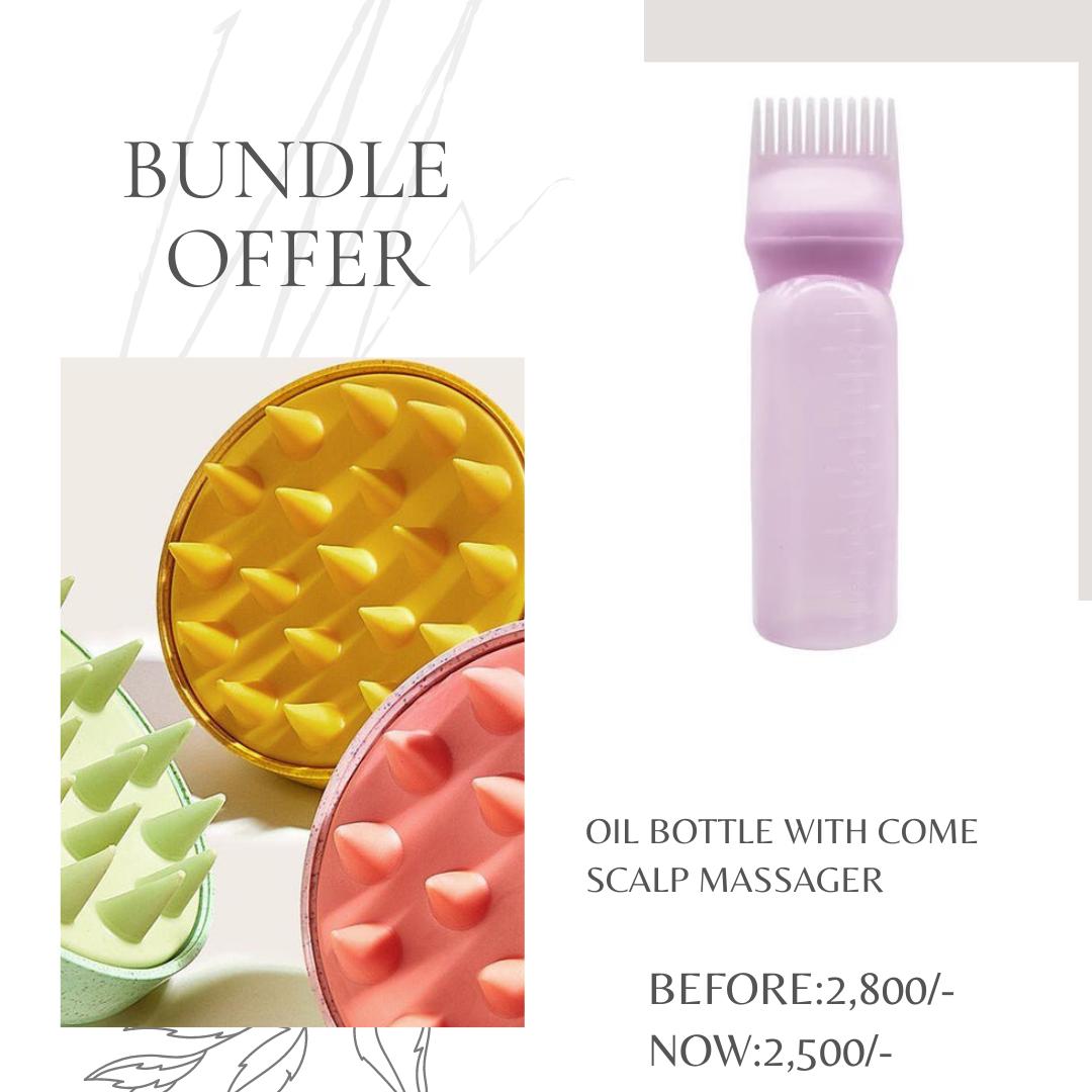 Scalp massager and oil bottle bundle