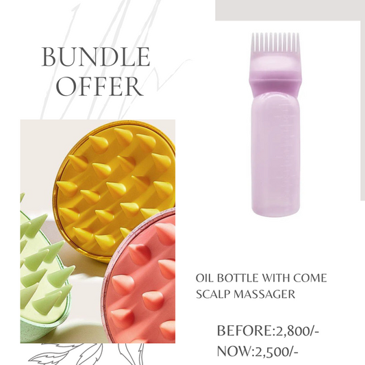 Scalp massager and oil bottle bundle