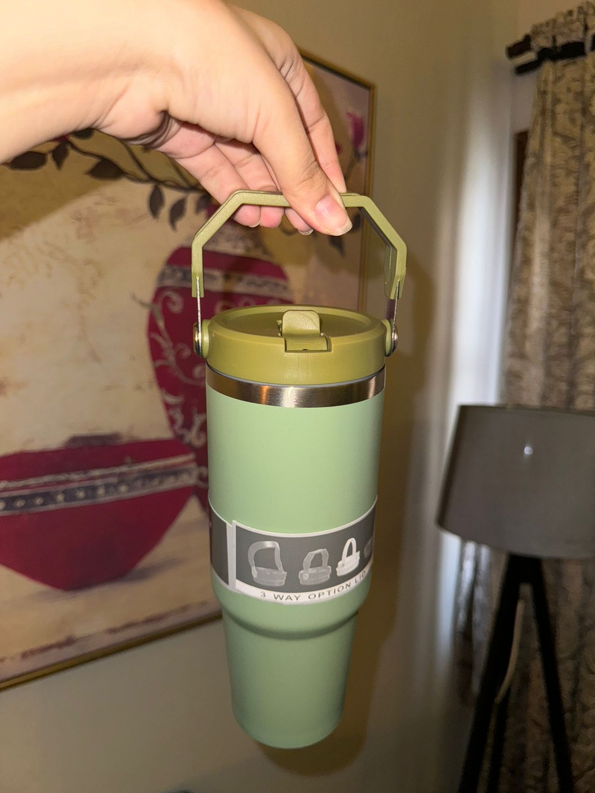 Green Vacuum insulated mug 30 oz metal tumblr