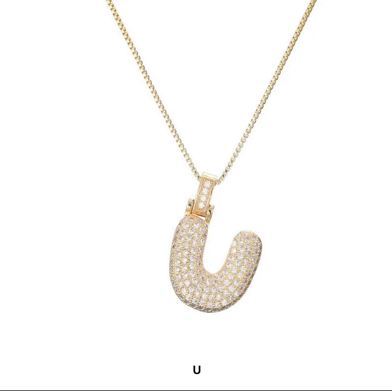 Golden Bubble letter charm with chain