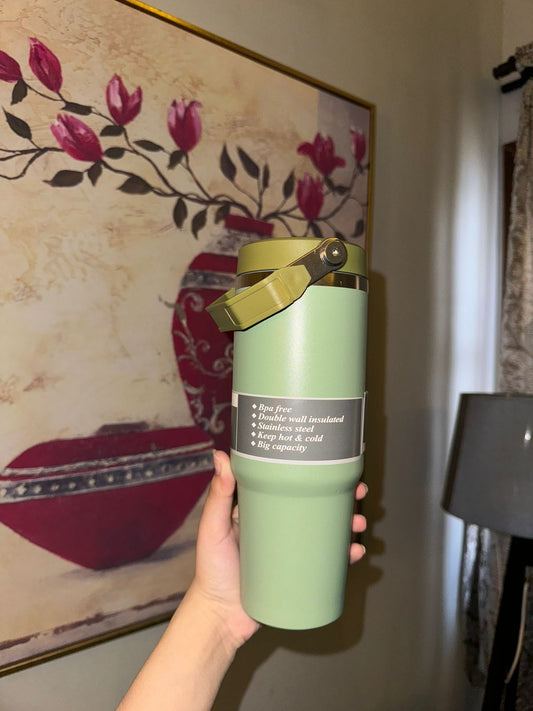 Green Vacuum insulated mug 30 oz metal tumblr