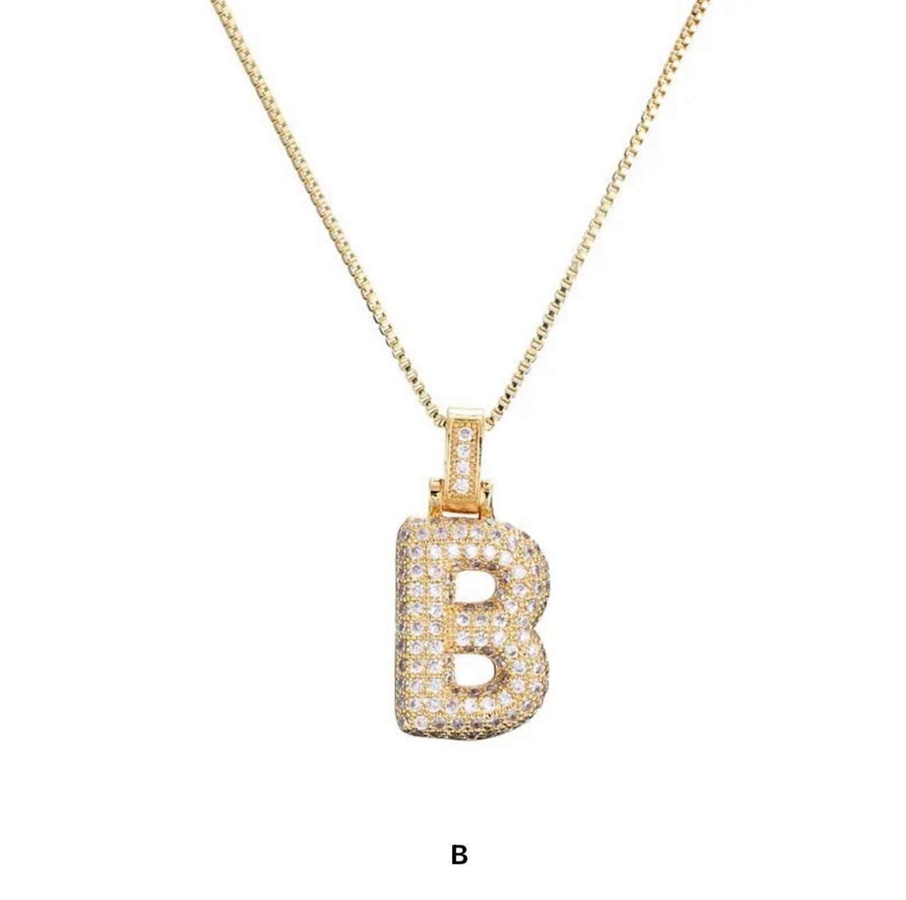 Golden Bubble letter charm with chain