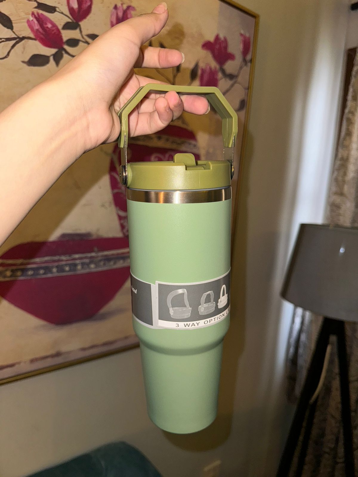 Green Vacuum insulated mug 30 oz metal tumblr