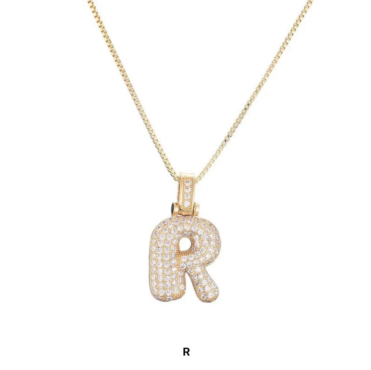 Golden Bubble letter charm with chain