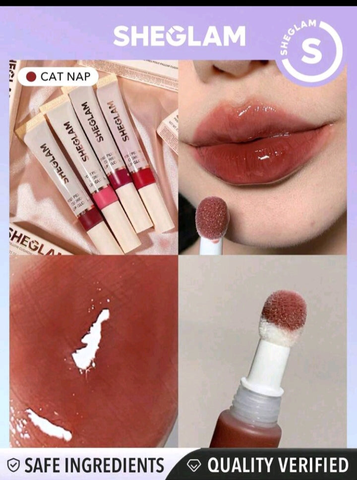 SHEGLAM Pout Pillow Cushion Lip Gloss-Cat Nap Moisturizing Liquid Lipstick