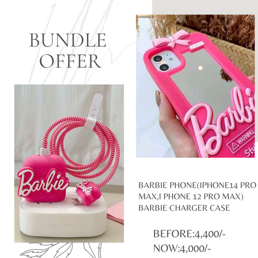 Barbie phone case (iphone 12 pro max)(iphone 14 pro max +barbie charger case bundle