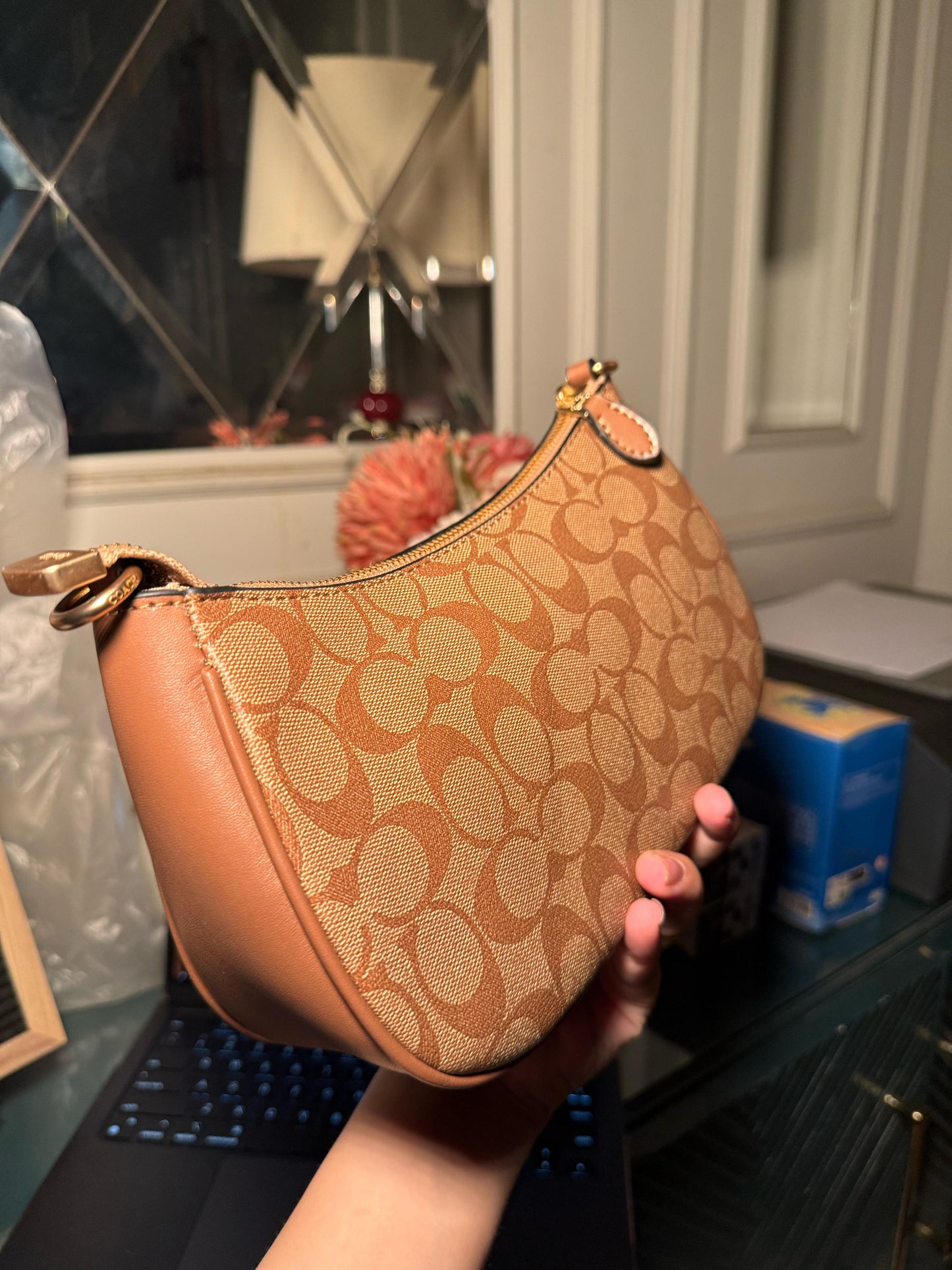 Light brown coach shoulder bag