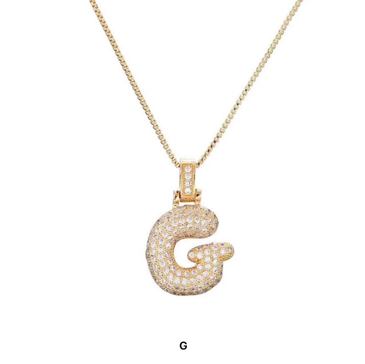 Golden Bubble letter charm with chain