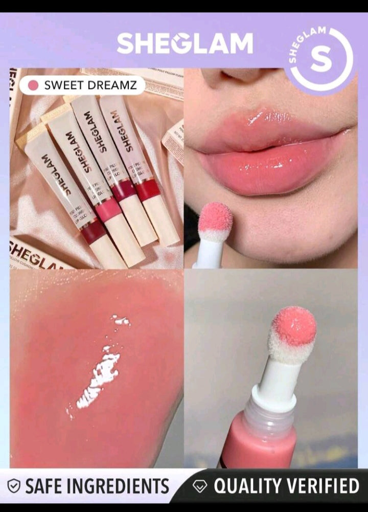 SHEGLAM Pout Pillow Cushion Lip Gloss-Cat Nap Moisturizing Liquid Lipstick