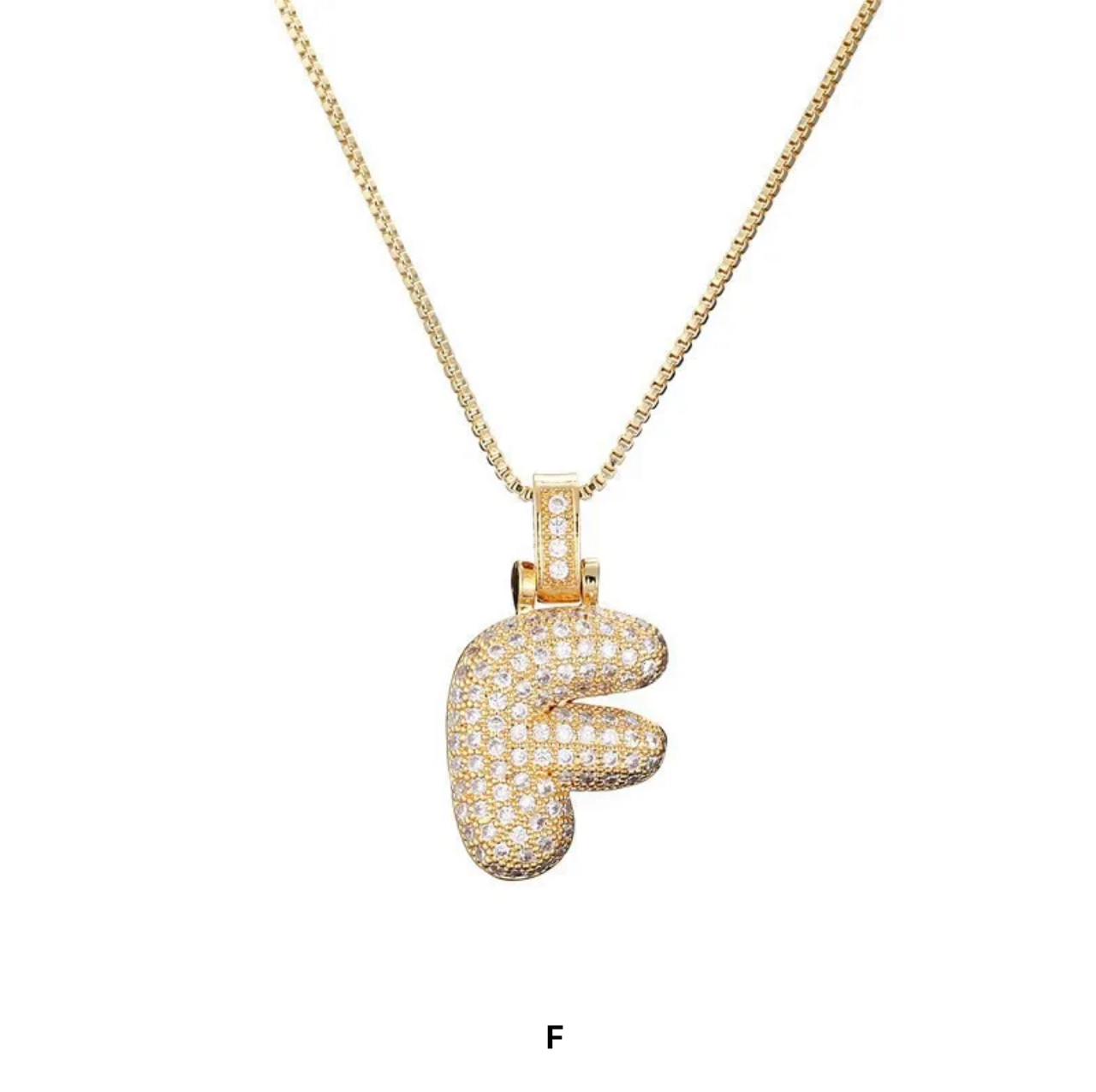 Golden Bubble letter charm with chain