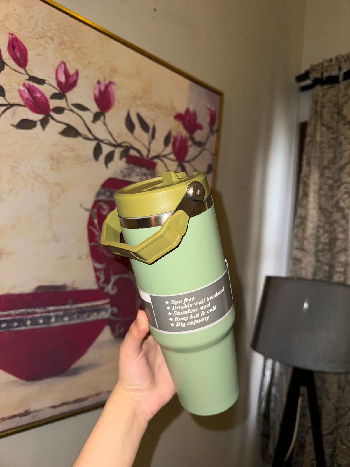 Green Vacuum insulated mug 30 oz metal tumblr